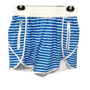 Berry Jane Women's Blue White Striped Zipper Pocket Board Swim Shorts Size M